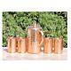 Copper Handmade Jug With Glasses Set, Set Of 4, Drinking Water Pitcher Set For Gi