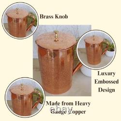 Copper Jug Pitcher, Storage & Serving Water, Yoga Ayurveda Healing 1500 ml