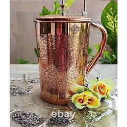 Copper Jug Pitcher with Brass Knob, Storage & Serving Water Volume- 2000 ML