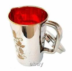Copper Jug Water Pitcher Flower Print Outside Stainless Steel Capacity 1.5 LTR