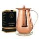 Copper Pitcher Water Mugs Handmade Hammered Large Jug With Lid 100% Pure Copp
