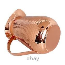 Copper Pitcher Water Mugs Handmade Hammered Large Jug with Lid 100% Pure Copp Copper Pitcher Water Mugs Handmade Hammered Large Jug with Lid 100% Pure Copp