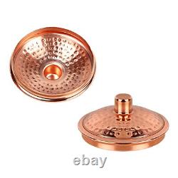 Copper Pitcher Water Mugs Handmade Hammered Large Jug with Lid 100% Pure Copp