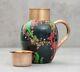 Copper Pitchers Water Jug Poppy Flower Printed 100 % Copper Jug With Lid 1500 Ml