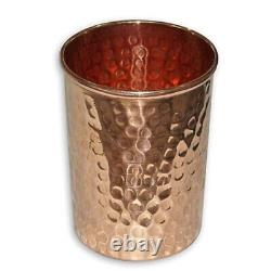 Copper Water Dispenser Matka 12 Litre Hammered Pitchers Pot with 2 Tumbler Glass