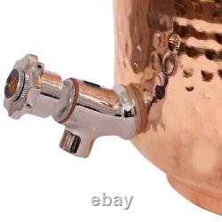 Copper Water Dispenser Matka 12 Litre Hammered Pitchers Pot with 2 Tumbler Glass