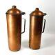 Copper Water Ewers Pitchers Jugs Lids Round Vintage Lot Of 2