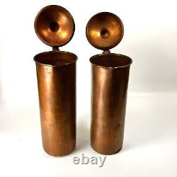 Copper Water Ewers Pitchers Jugs Lids Round Vintage Lot of 2