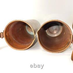 Copper Water Ewers Pitchers Jugs Lids Round Vintage Lot of 2