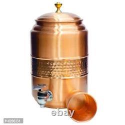 Copper Water Jug Pitcher Dispenser 5 litres Leak Proof With Glasses