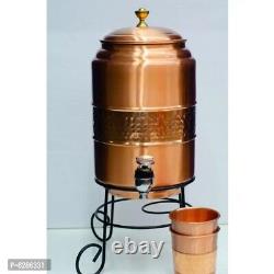 Copper Water Jug Pitcher Dispenser 5 litres Leak Proof With Glasses