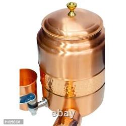 Copper Water Jug Pitcher Dispenser 5 litres Leak Proof With Glasses