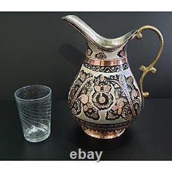 Copper Water Jug Pitcher Hammered Ayurvedic Moscow Mule Vessel For Drinking Farm