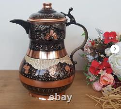 Copper Water Pitcher, Handmade Tinned Copper Jug, Water Jug Dispenser, Engraved