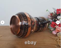 Copper Water Pitcher, Handmade Tinned Copper Jug, Water Jug Dispenser, Engraved