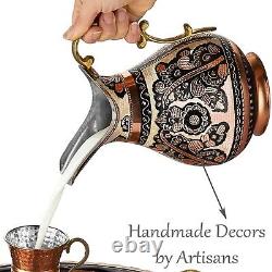 Copper Water Pitcher Jug Vessel for Drinking Ayurveda Decorative Fancy Handma