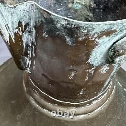Copper Water Pitcher Jug with lid Antique & Handcrafted 16 Vtg Hammered