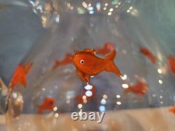 Crate & Barrel GO FISH Koi Goldfish Hand Blown Art Glass Water Pitcher