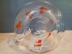 Crate & Barrel GO FISH Koi Goldfish Hand Blown Art Glass Water Pitcher
