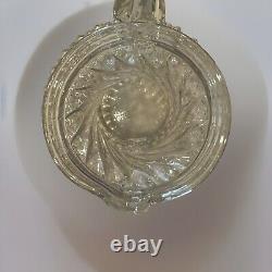 Cut Glass Water Juice Wine Beverage Pitcher Jug Multi-Patterned Hobnail Twisted