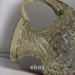 Cut Glass Water Juice Wine Beverage Pitcher Jug Multi-Patterned Hobnail Twisted