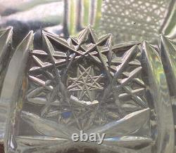 Cut Glass Water Juice Wine Beverage Pitcher Jug Multi-Patterned Stars Hobnail