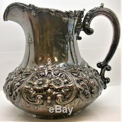 DOMINICK & HAFF STERLING REPOUSSE WATER PITCHER # 194, 31.28 oz