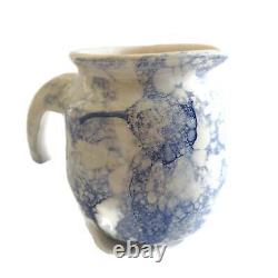 Decorative Ceramic Water Pitcher for Table Handmade Pottery Jug Vase Blue White