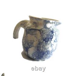 Decorative Ceramic Water Pitcher for Table Handmade Pottery Jug Vase Blue White
