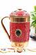 Decorative Copper Water Jug Pitcher 1500ml With Fine Stone Work Red