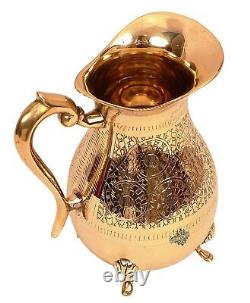 Design Embossed Brass Jug Pitcher Drinking Water Home Décor Gift Item 1750 ML