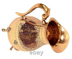 Designer Water Jug Pitcher Brass Embossed with Drinkware &Tableware for Serving