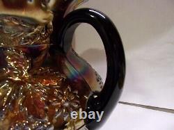 Dugan, Amethyst, Floral & Grape Carnival Glass Water Pitcher