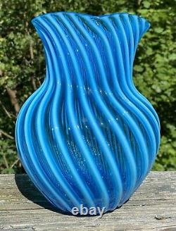 EAPG Hobbs Glass Co. Blue Sapphire Opal Swirl Water Pitcher Jug c1888 No. 325