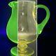 Eapg Uranium Vaseline Glass Footed Jug Pitcher Circa 1910 Made In Usa 10t 64oz