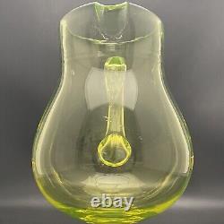 EAPG Uranium Vaseline Glass Footed Jug Pitcher circa 1910 Made in USA 10t 64oz