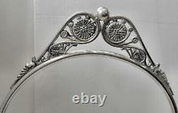 EXQUISITE! Atq Slv Plated ORNATE TILT WATER PITCHER STAND withCUP HOLDER DRIP PAN