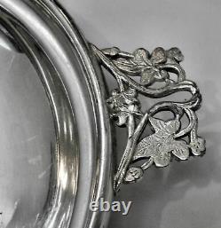 EXQUISITE! Atq Slv Plated ORNATE TILT WATER PITCHER STAND withCUP HOLDER DRIP PAN