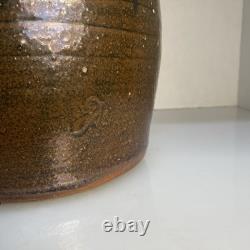 Early American Folk Pottery Double Slip Alkaline Salt Glaze Pitcher Jug