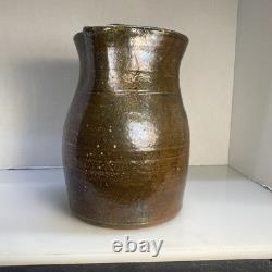 Early American Folk Pottery Double Slip Alkaline Salt Glaze Pitcher Jug