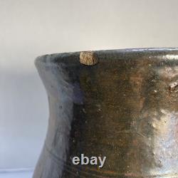 Early American Folk Pottery Double Slip Alkaline Salt Glaze Pitcher Jug