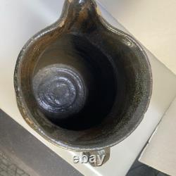 Early American Folk Pottery Double Slip Alkaline Salt Glaze Pitcher Jug