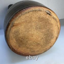 Early American Folk Pottery Double Slip Alkaline Salt Glaze Pitcher Jug