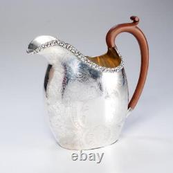 English Etched Silver plate Water Pitcher Jug 9H Vntg Marshall Snelgrove