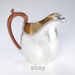 English Etched Silver plate Water Pitcher Jug 9H Vntg Marshall Snelgrove