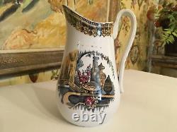 English Etruscan Style Staffordshire Water Jug Pottery Lustre Pitcher c1870