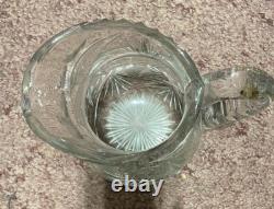 Exceptional Heavy American Brilliant Period Cut Crystal Water Pitcher Jug Vase
