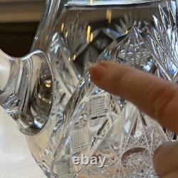 Exceptional Heavy American Brilliant Period Cut Crystal Water Pitcher Jug Vase