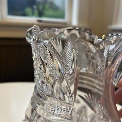 Exceptional Heavy American Brilliant Period Cut Crystal Water Pitcher Jug Vase