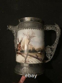 Extremely Rare Simpson Hall & Miller Co. Silver Glass Water Pitcher Missing Top